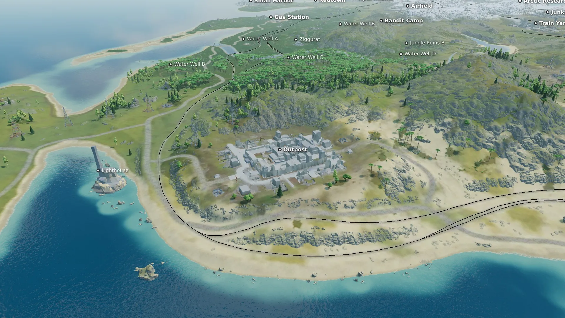 The Game default example map in the 3D view