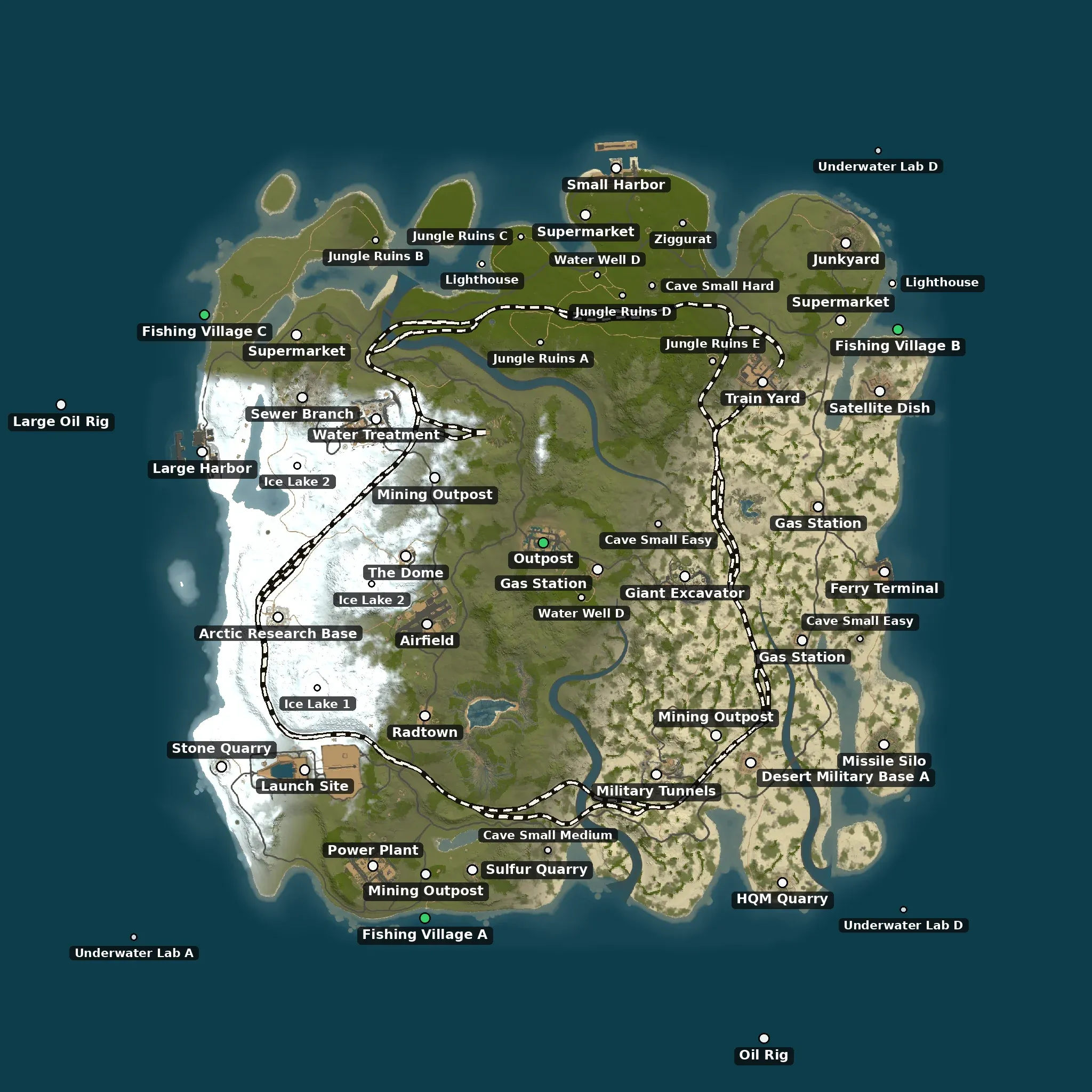 The Large example map from above, with its monuments named