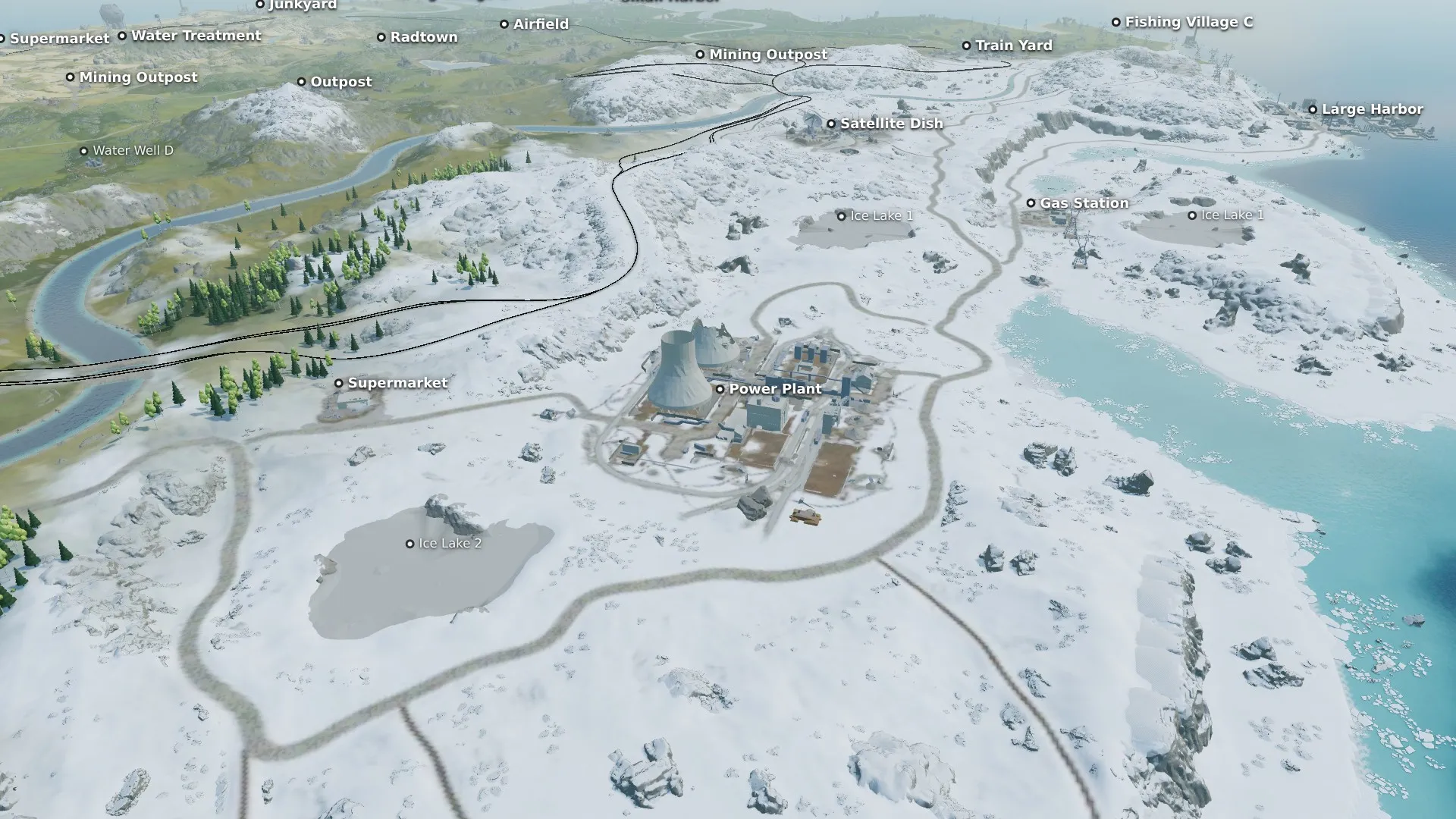 The Power Plant in the snow on the Large example map