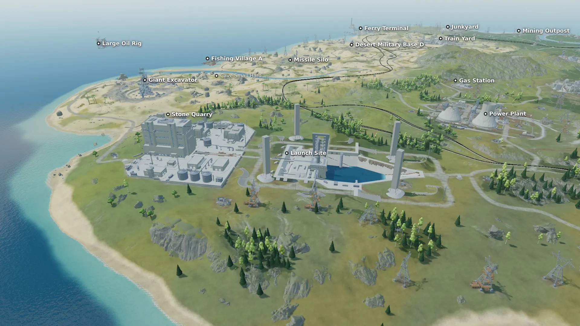 The Medium example map in the 3D view