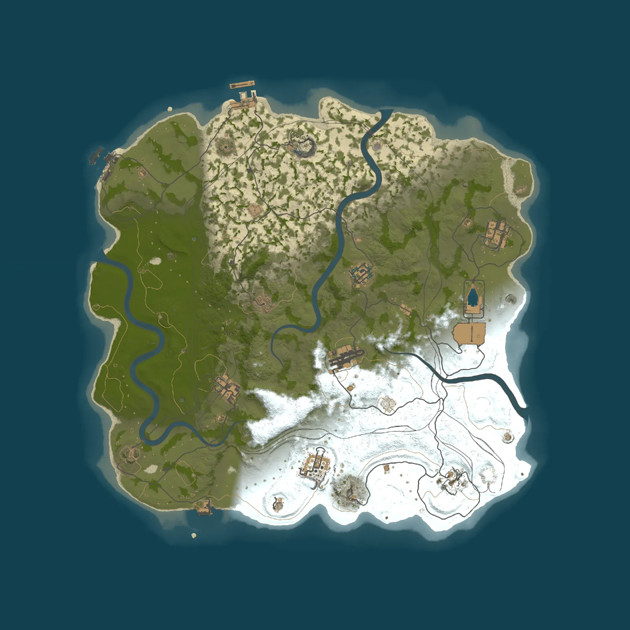 The Mainland example map, seen from above