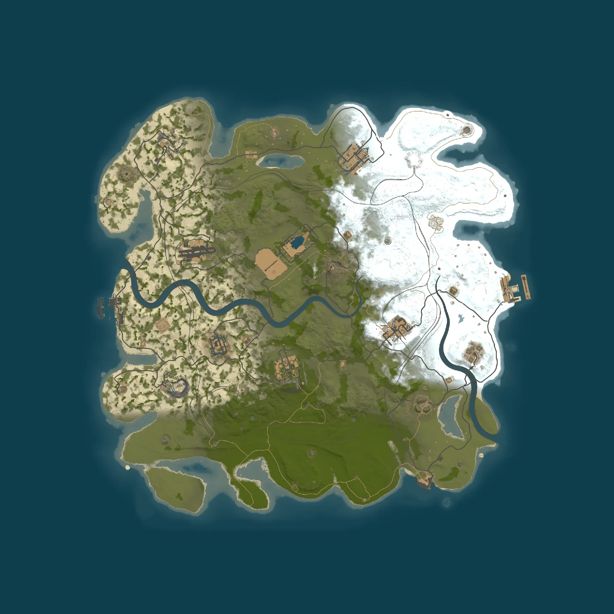 The Launch Site in the middle example map, seen from above