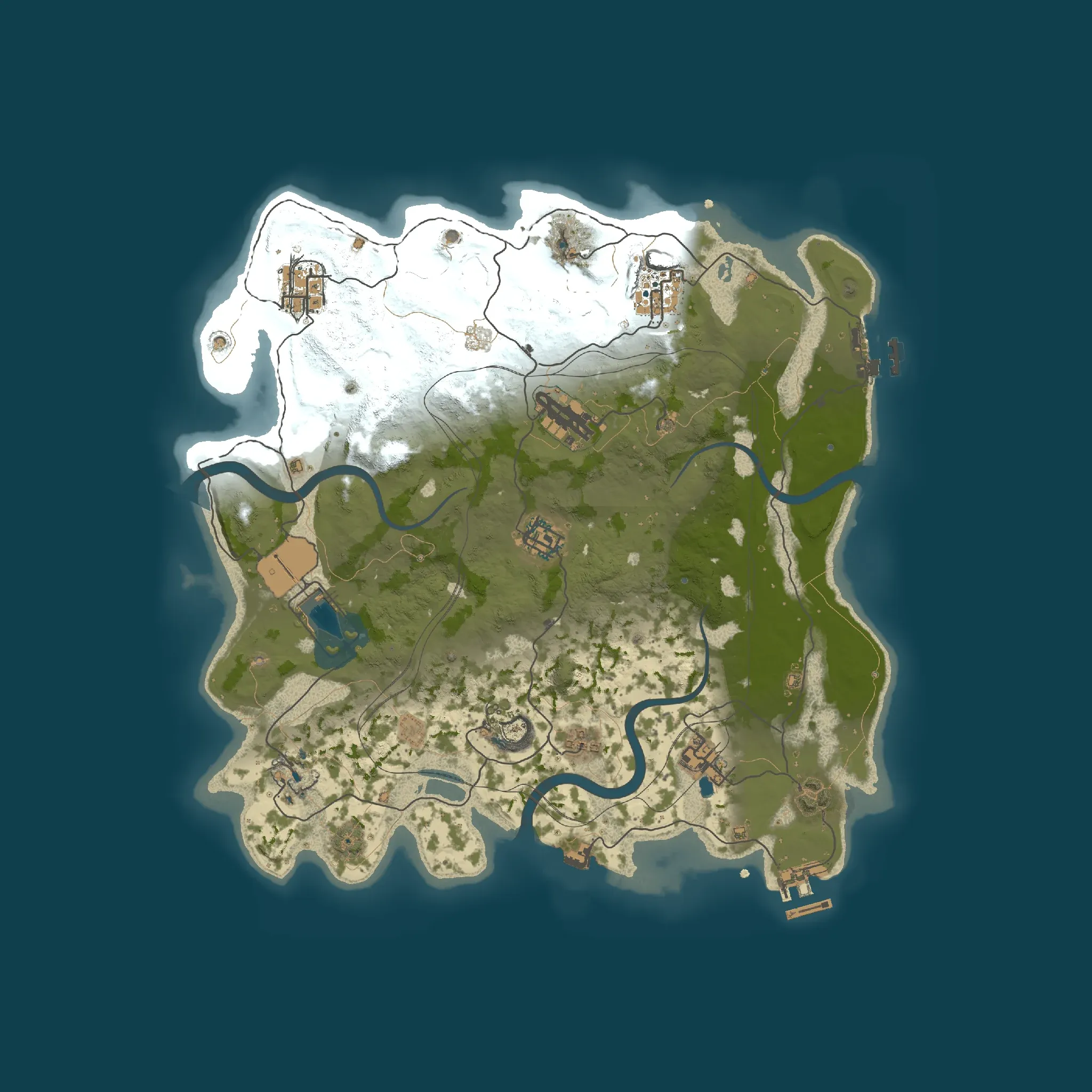 The Flatlands example map, seen from above