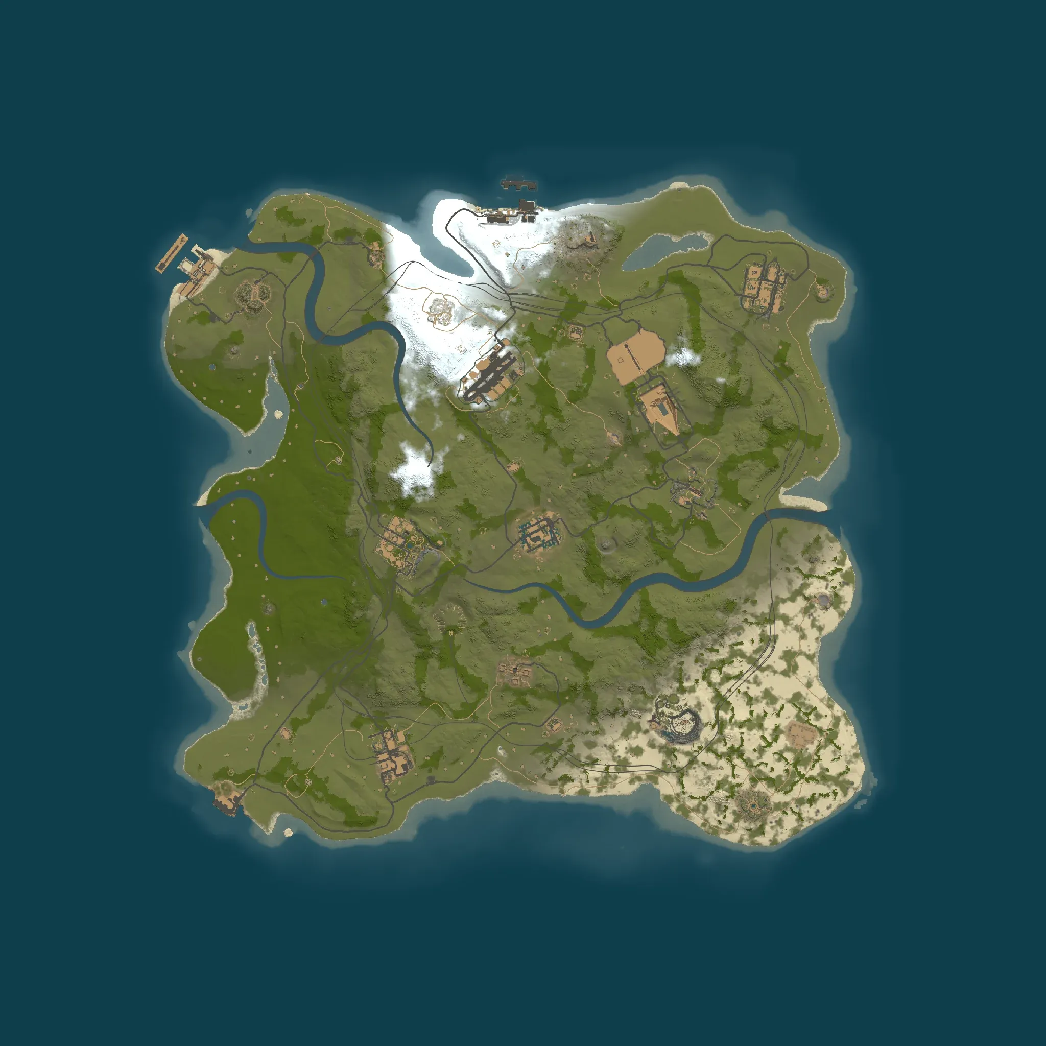 The Four biomes example map, seen from above