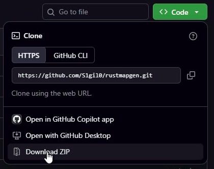 GitHub's Code menu with Download ZIP at the bottom